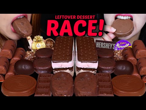 ASMR LEFTOVER DESSERT RACE! MINI DOVE ICE CREAM BARS, CADBURY WAFER, FERRERO ROCHER, HERSHEY'S BAR