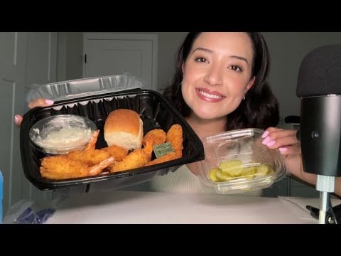 ASMR | Culver’s jumbo shrimp 🍤 Raspberry cheesecake shake 