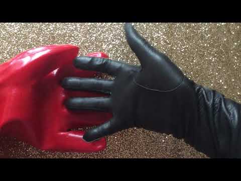 LEATHER GLOVE ✋ 🤚 Long Leather Glove and Rubber Glove  [[ASMR]]