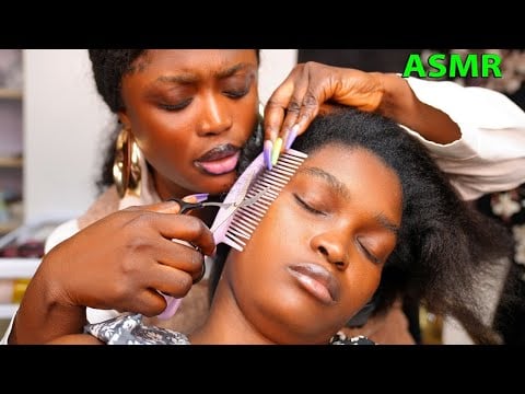 ASMR ✨Whispering, Long Nails Hair Parting, Hair Trimming, Hair Brushing & Scalp Scratching for Sleep