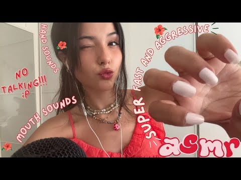ASMR🧚🏼‍♀️💋 NO Talking! Fast and Aggressive Wet and Dry Mouth Sounds + Tonge Clicking + Hand Sounds..
