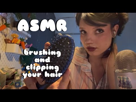𑣲ASMR || brushing and clipping your hair 💆‍♀️ 