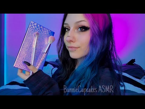 ASMR Goth Makeup Tutorial - Messy Liner GRWM | tapping, brushing, whispering, rummaging