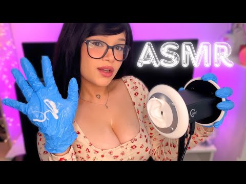 ASMR Latex Gloves Ear Oil Massage 🩵✨ fast and aggressive, hand fluttering, no talking