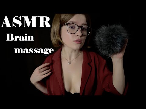 ASMR deep brain massage 🤤 Inaudible whispering, mic scratching, fluffy sounds, breathing for sleep 💤