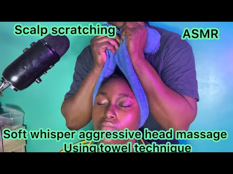 Asmr ✨whisper and gum aggressive towel head scratch massage technique by @ASMRSAKURA  METHOD