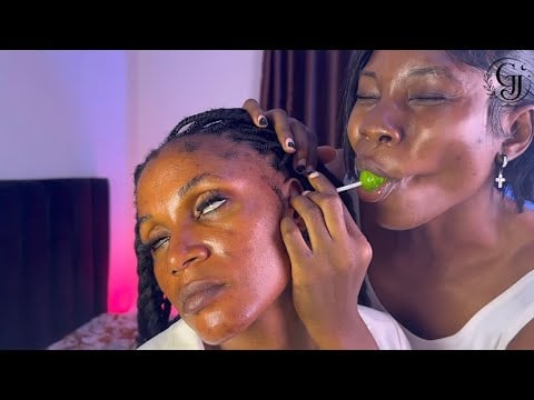 FAST AND AGGRESSIVE SPIT PAINTING MOUTH SOUND, EAR CLEANING AND EATING HEAD MASSAGE 