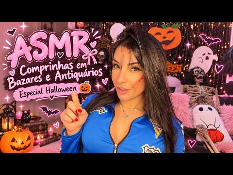 🎃 ASMR Mostrando Minhas Comprinhas em Bazares e Antiquários | Especial Halloween 👻✨