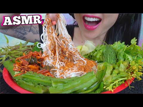 ASMR SPICY NOODLE SALAD THAI STYLE + BOILED VEGGIES *SO GOOD! (EATING SOUNDS) NO TALKING | SAS-ASMR