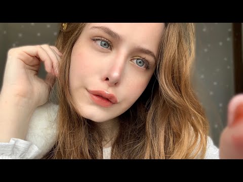 ASMR ~ drawing on your face // fluffy mic touches (mouth sounds) 