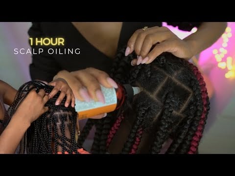 ASMR | Real Person Scalp Oiling Braids Compilation (1 Hour)