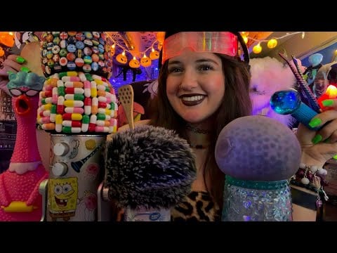 Orbeez, mermaid brushes, honey spoon, tapping, water globes, bugs, polly, mic covers, mouth sounds