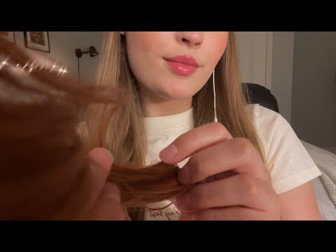 asmr | playing with your hair🎀| brushing, clipping, braiding | gentle whispers