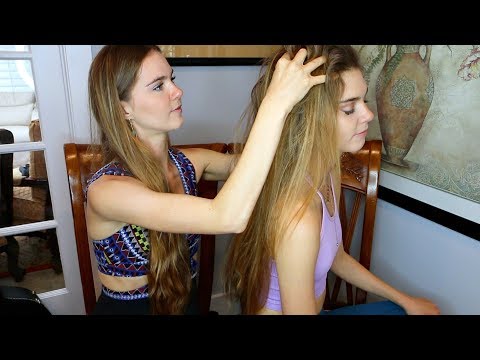 ASMR TWINS Scalp Massage, Hair Brushing, & Soft Singing (whispered)