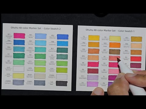 ASMR PREENCHENDO AMOSTRAS DE CORES PINCÉIS OHUHU 48 CORES