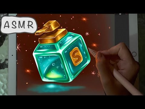 😴 iPad ASMR (1+ HOUR) - Painting a glass container 🧪- Clicky Whispers - Writing Sounds