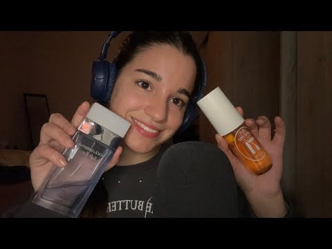 ASMR mi colección de perfumes 🧸 ~ sonidos liquidos y de tapas ~