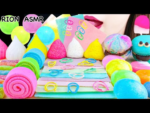 【ASMR】EDIBLE PAPERCLIP,EDIBLE PAPER,UFO WAFER,UNICORN MARSHMALLOW  MUKBANG 먹방 EATING SOUNDS