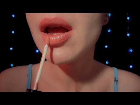 ASMR - Lip Gloss Application & Chewing Gum Sounds | Slow, Gentle [No Talking]