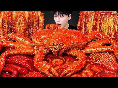 ASMR MUKBANG | 직접 만든 해물찜 대왕 킹크랩 문어 팽이 버섯 먹방 & 레시피  KING CRAB, OCTOPUS, SEAFOOD