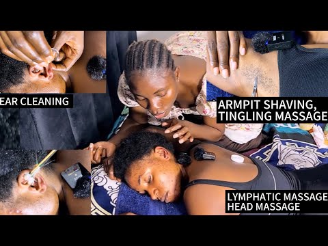 ASMR Ear Piercing Cleaning, Armpit Washing & Lymphatic Foot Body Massage for Deep Relaxation & Sleep