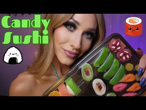 ASMR Sushi Candy 🍣🍬 (eating sounds, mouth sounds, tapping w/ long nails)✨️