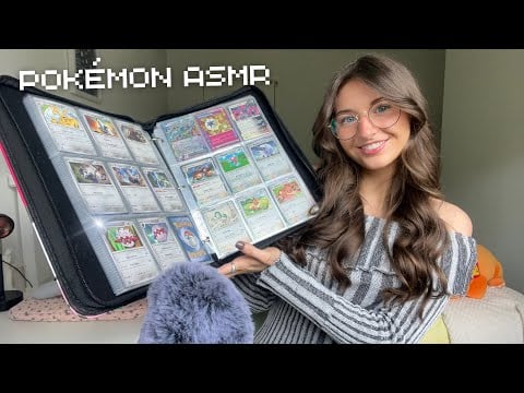ASMR Organise my Pokémon cards with me!🪽(card shuffling, page flipping, plastic tapping, whispers)