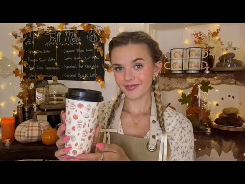 ASMR Cozy Café Roleplay 🍂☕️ (background coffee shop chatter + soft jazz music) 🥧