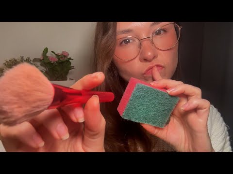 asmr attacking your face with different triggers, camera tapping, brushing, crinkling, lotion 😊💥