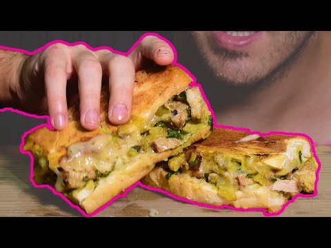 ASMR Cheesy Grilled Pork Sandwich (Crunchy Eating Sounds) 먹방 | Nomnomsammieboy