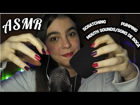 ASMR - Scratching, Pumping, Sons de Boca/Mouth Sounds on Mic 🎤 (no talking/sem falar)