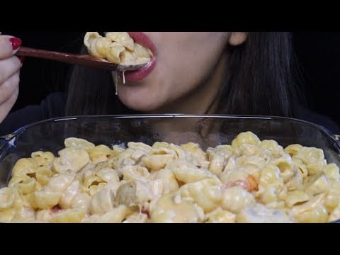 ASMR REALLY CREAMY CHEESY GNOCCHI PASTA WITH FRIED MUSHROOMS MUKBANG #asmr #mukbang #pasta #gnocchi