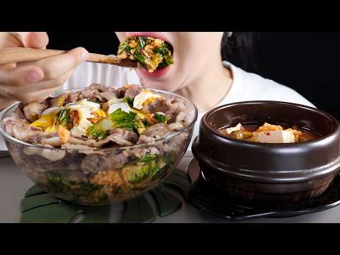 ASMR Spring Cabbage Bibimbap with Beef Briskets and Soy Bean Paste Stew | Korean Home Food Mukbang
