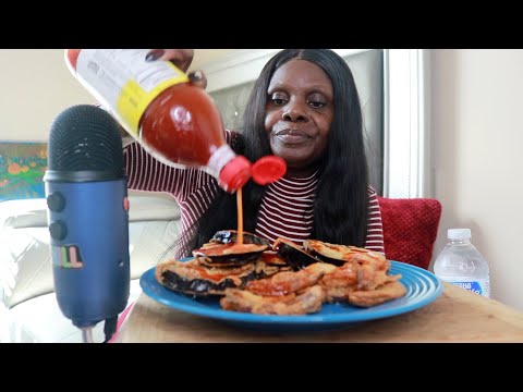 FRIED ONION PEEL/EGG PLANT ASMR EATING SOUNDS