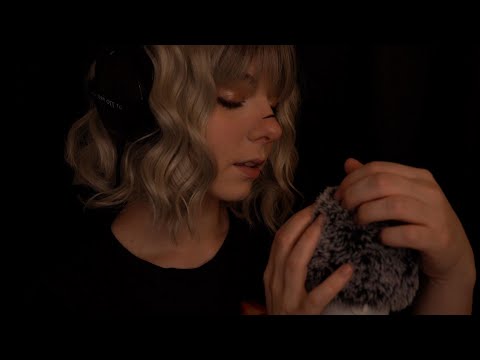 ASMR | "Shoop" & Breathy Close Up Whispering - Short Nails Fluffy Mic Scratching, Rain