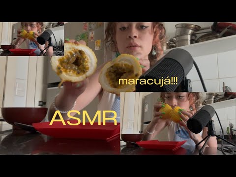 asmr caseiro abrindo um maracujá e fazendo o suco