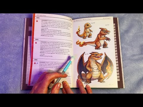 ASMR Realistic Pokémon Book Show and Tell (Whispered, Tracing)