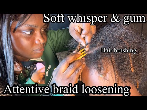 ASMR ✨ this braid loosening will make you sleep fast with soft whisper and gum chewing