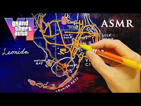 ASMR GTA 6 Drawing Map of Leonida | Grand Theft Auto VI