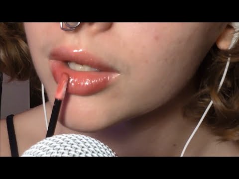 asmr//up-close lipgloss application, plumping, heavy mouth sounds, breathing