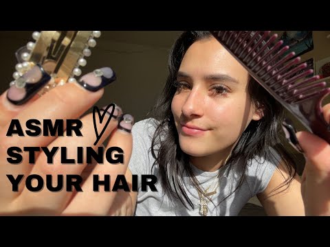 ASMR| Styling your hair (clipping & brushing)