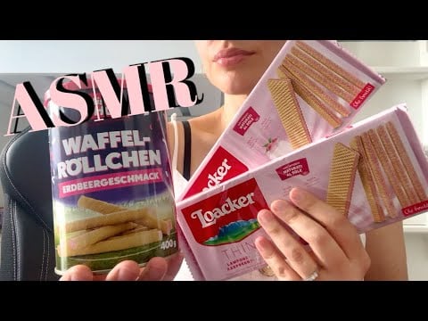ASMR| Dipping WAFERS in Strawberry Yogurt Drink ~ Eating Sounds (No Talking) 🍓 #waferrolls #loacker 
