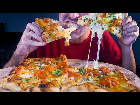 3 CHEESE BUFFALO CHICKEN PIZZA w/ RANCH SAUCE ! * asmr eating mukbang no talking * 쓰리 치즈 치킨 피자 먹방