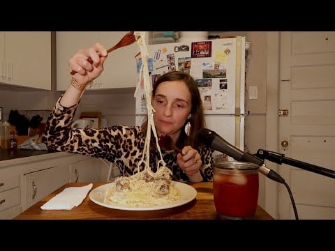 Eating Creamy, Cheesy Spaghetti & Meatballs With You! ^_^ ASMR Whispering