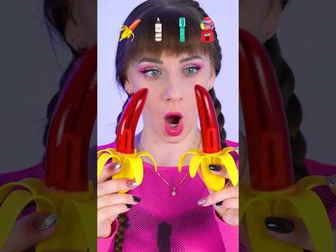 ASMR Emoji Eating Jelly Banana, Bubble Gum #shorts