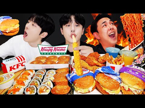 ASMR MUKBANG | 직접 만든 치즈 불닭볶음면 양념치킨 김밥 치즈스틱 먹방 FRIED CHICKEN AND FIRE NOODLES