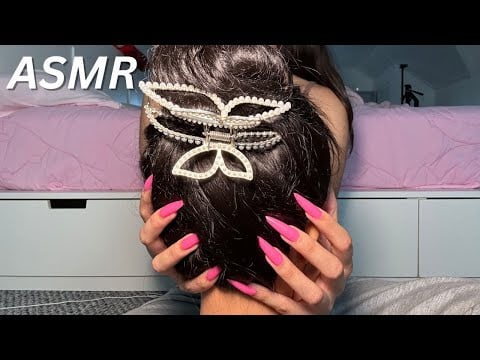 ASMR SCRATCHING YOUR ITCHY BUN *LONG NAILS*