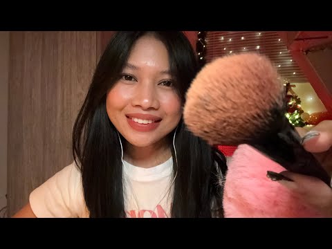 asmr doing your make up for christmas party🎄💄 w/ mouthsounds (tagalog)