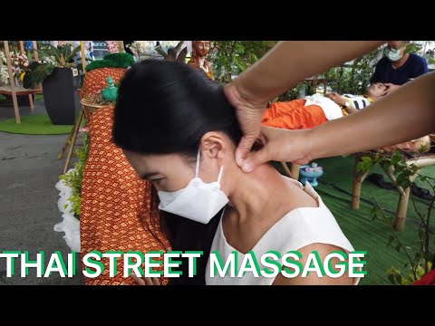 $6 THAI STREET MASSAGE in Bangkok strong BACK FOOT HEAD SHOULDER MASSAGE