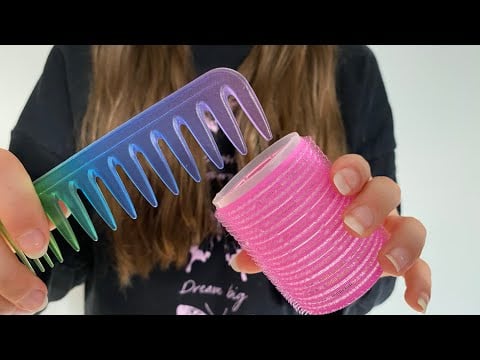 ASMR Brushing and Curling your Hair | Velcro rollers | hair brushing | no talking